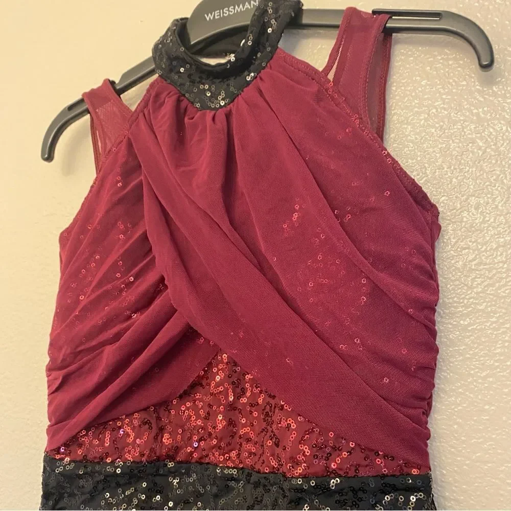 WEISSMAN Dance Costume jazz tap burgundy Chandelier 11235 Child LC